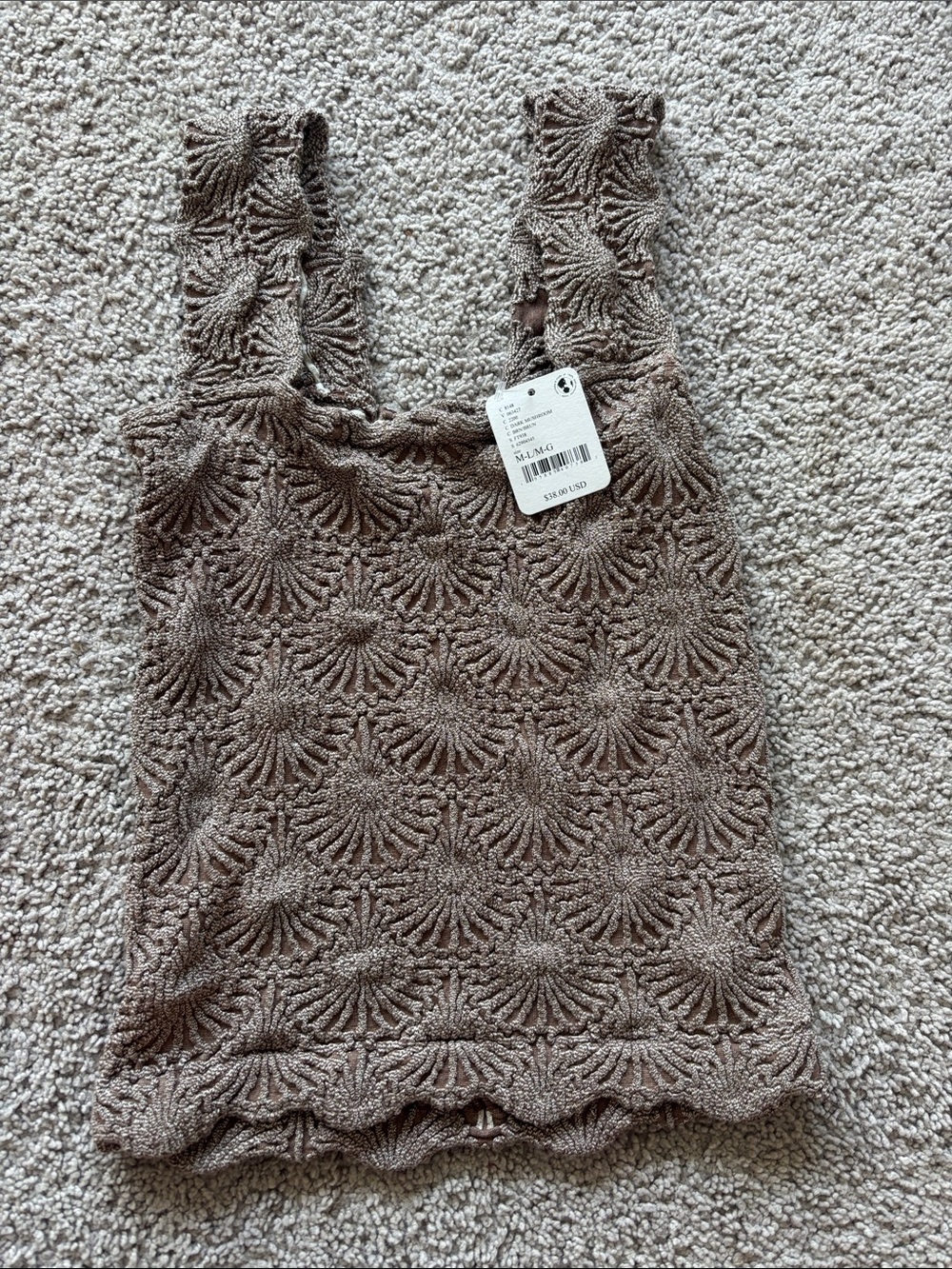 Free People Sculpted Floral Knit Tank - Taupe